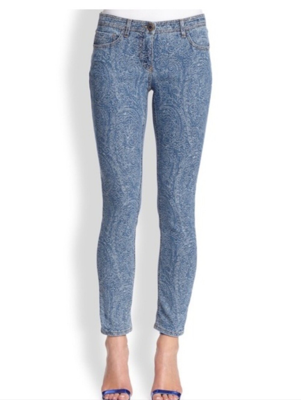 Etro Blue Paisley Skinny Jeans